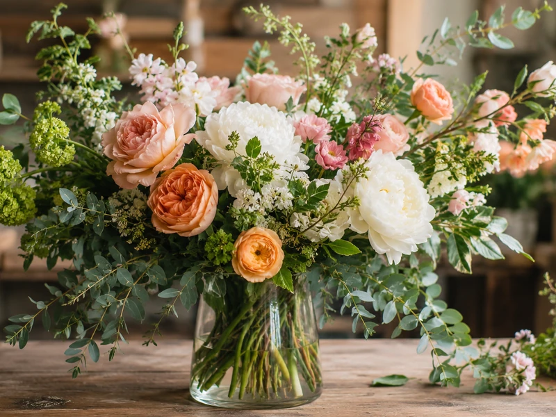Elegant fresh flower arrangement prepared for Nashville hotel guest delivery by Velvet Rose